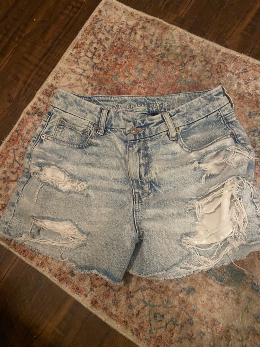 American Eagle Outfitters Light Wash Distressed Jean Shorts